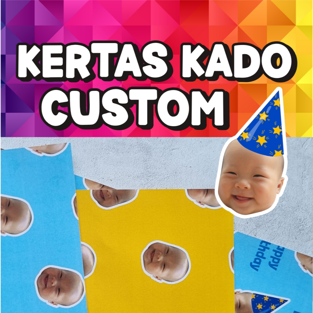 Kertas Kado Lucu/Kertas Kado Aesthetic/Kertas Kado Wajah/Kertas Kado Custom