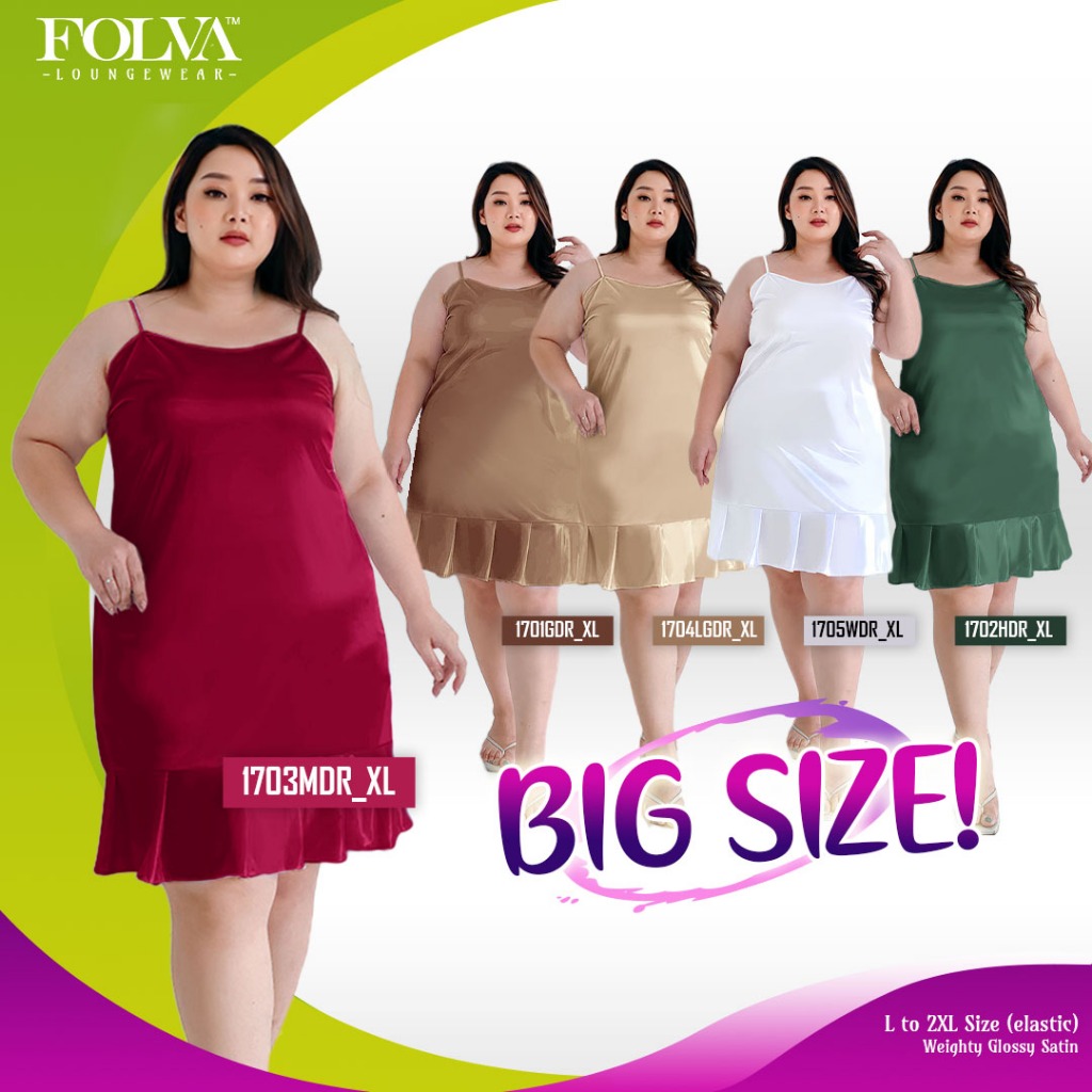 FOLVA Dress Tanktop Baju Tidur Daster Wanita Satin Big Size Jumbo