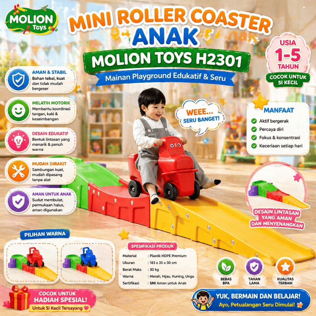 Mini Roller Coaster Anak MOLION TOYS H2301 – Mainan Playground Edukatif & Seru