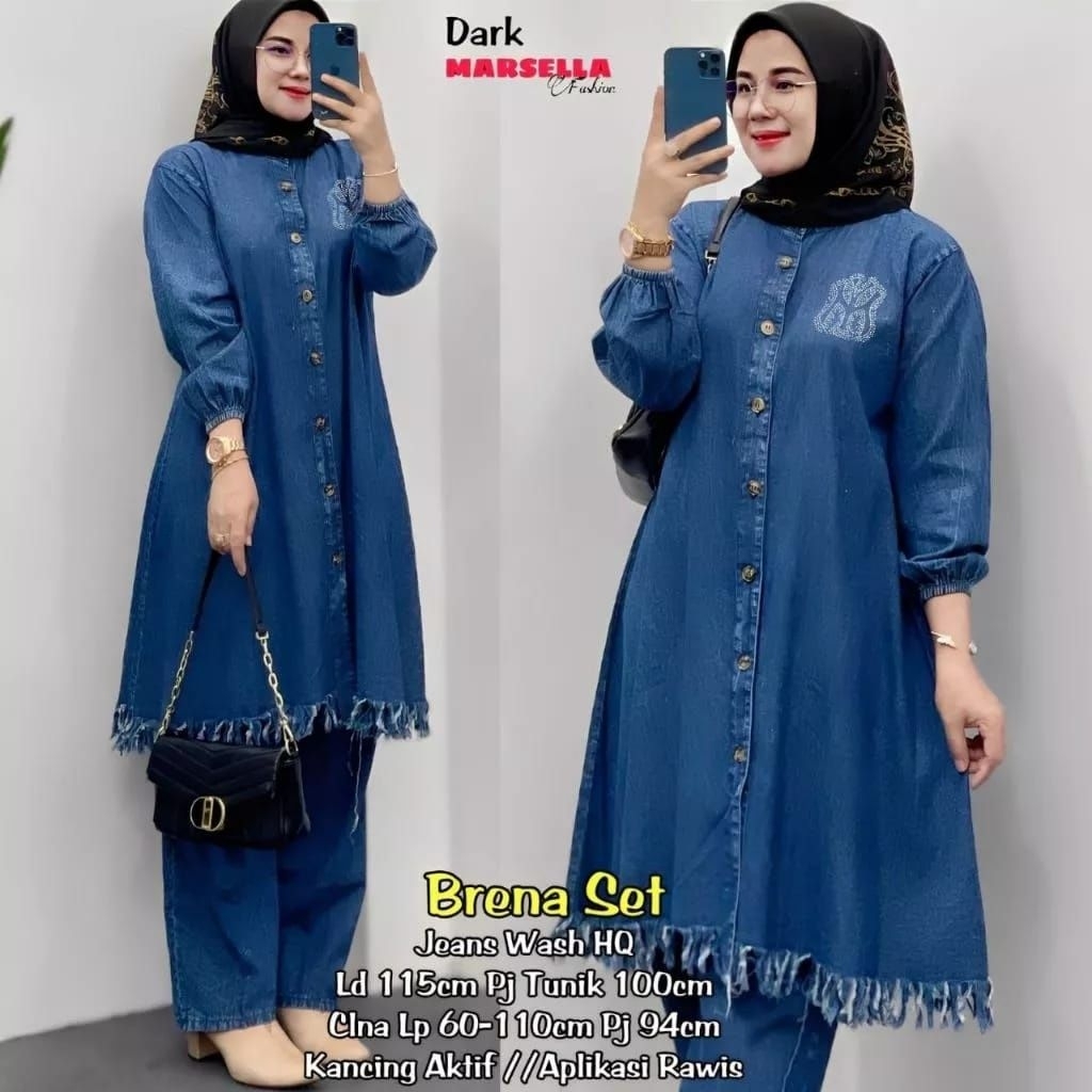 READY MINAKO SET.AIRLA SET•PENGUIN SET•ROSENA SET•JESICA SET TUNIK JEANS SETELAN JEANS TERBARU