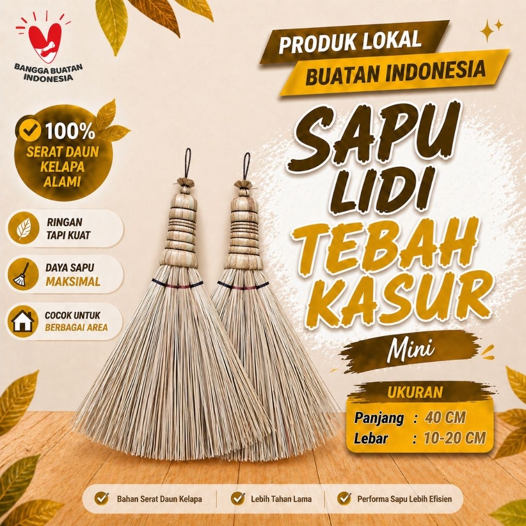 Sapu Lidi Tebah Kasur Tradisional Mini Ekonomis | Tebal Lentur Kuat Anti Rontok