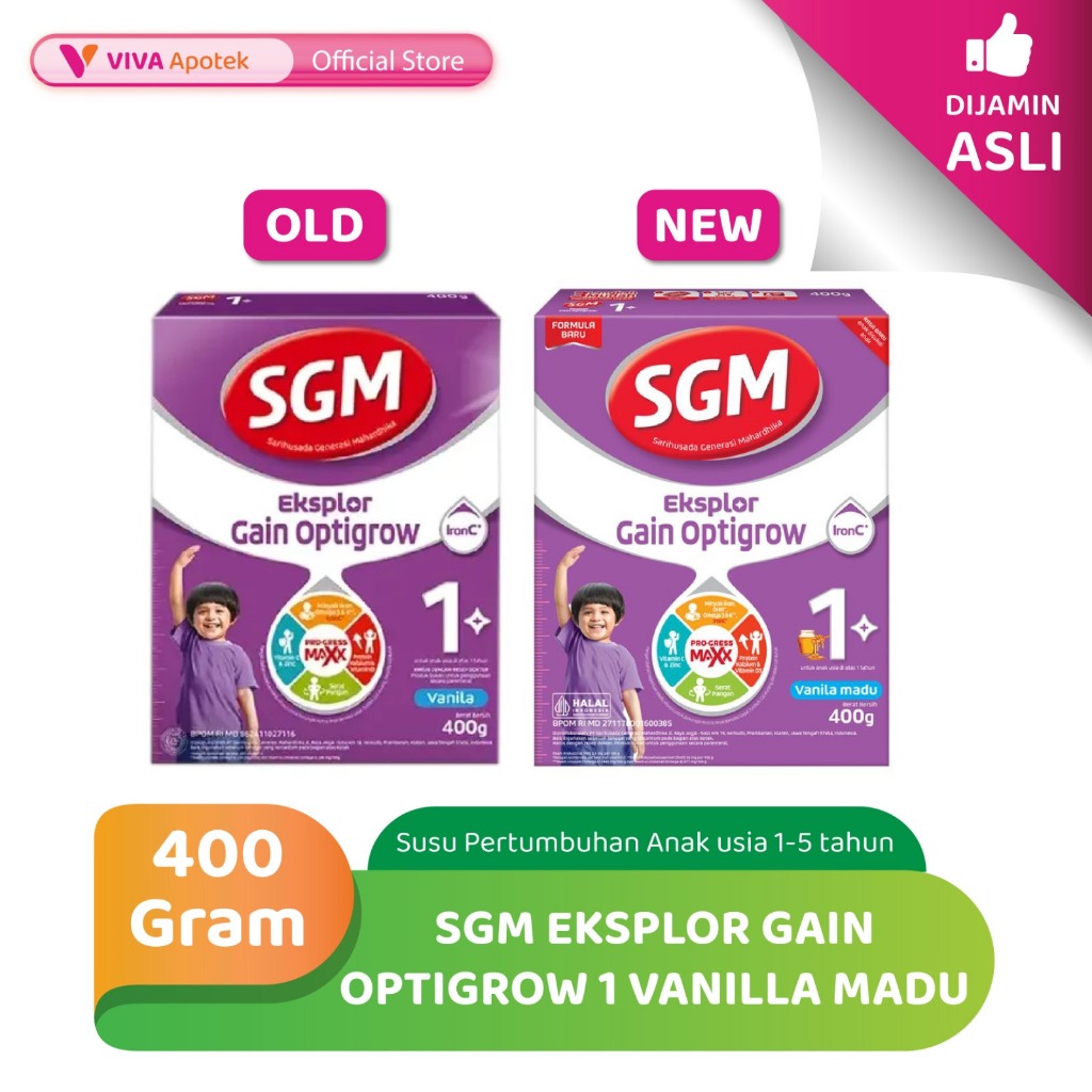 SGM Eksplor Gain Optigrow 1 Vanilla Madu Susu Bubuk 400 Gram