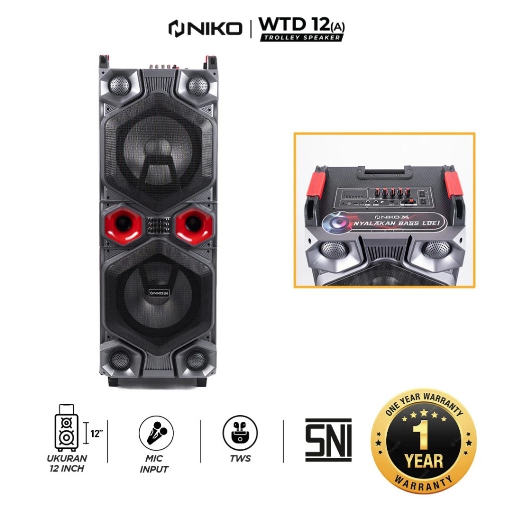 Niko Bass Speaker Slank 12 inch WTD 12A Double Speaker Bluetooth Full Speaker System