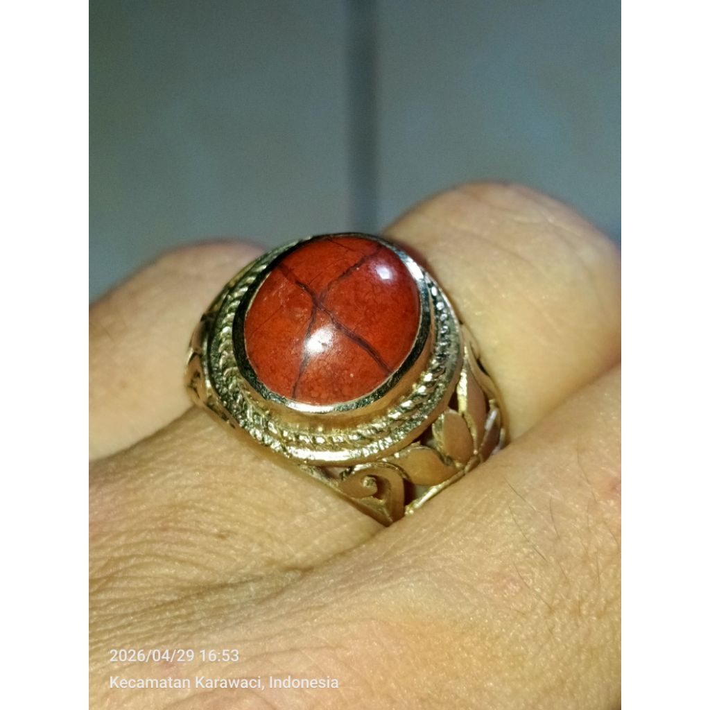 Akik Tapak Jalak Red Jasper/Ati Ayam Merah Cabe Asli