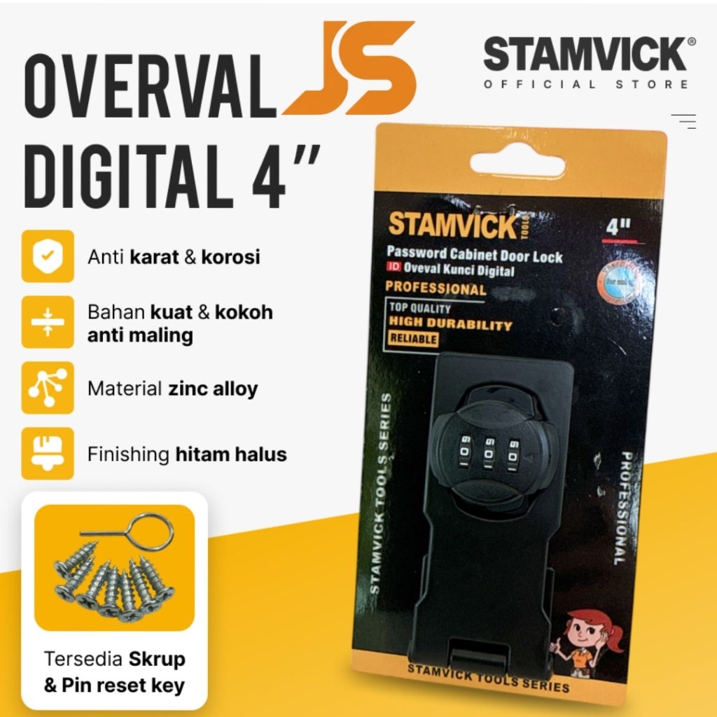 GEMBOK OVERVAL KUNCI DIGITAL STAMVICK GRENDEL KODE DIGITAL