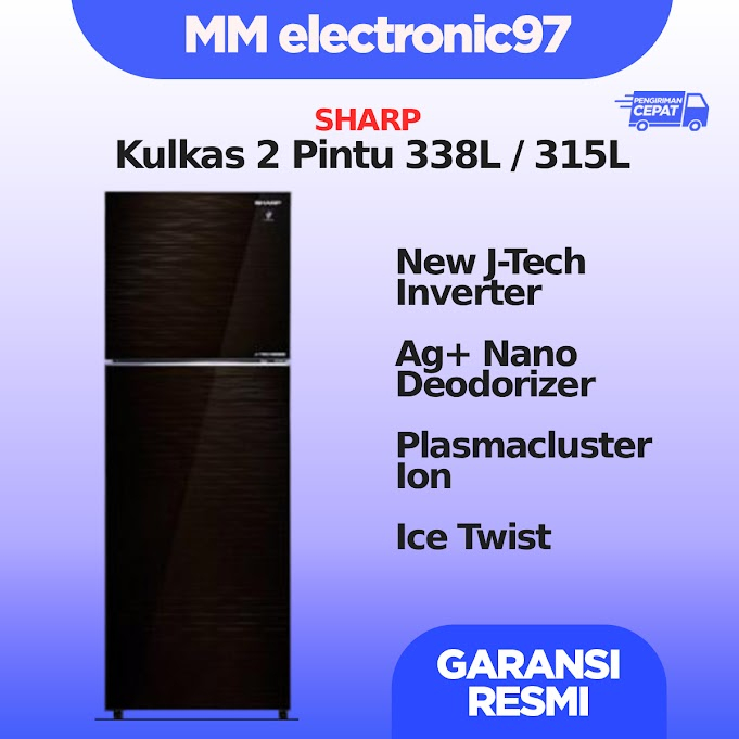 KULKAS SHARP 2 Pintu J-Tech Inverter Plasmacluster SJ-426GI-MK SJ-426GI-MS