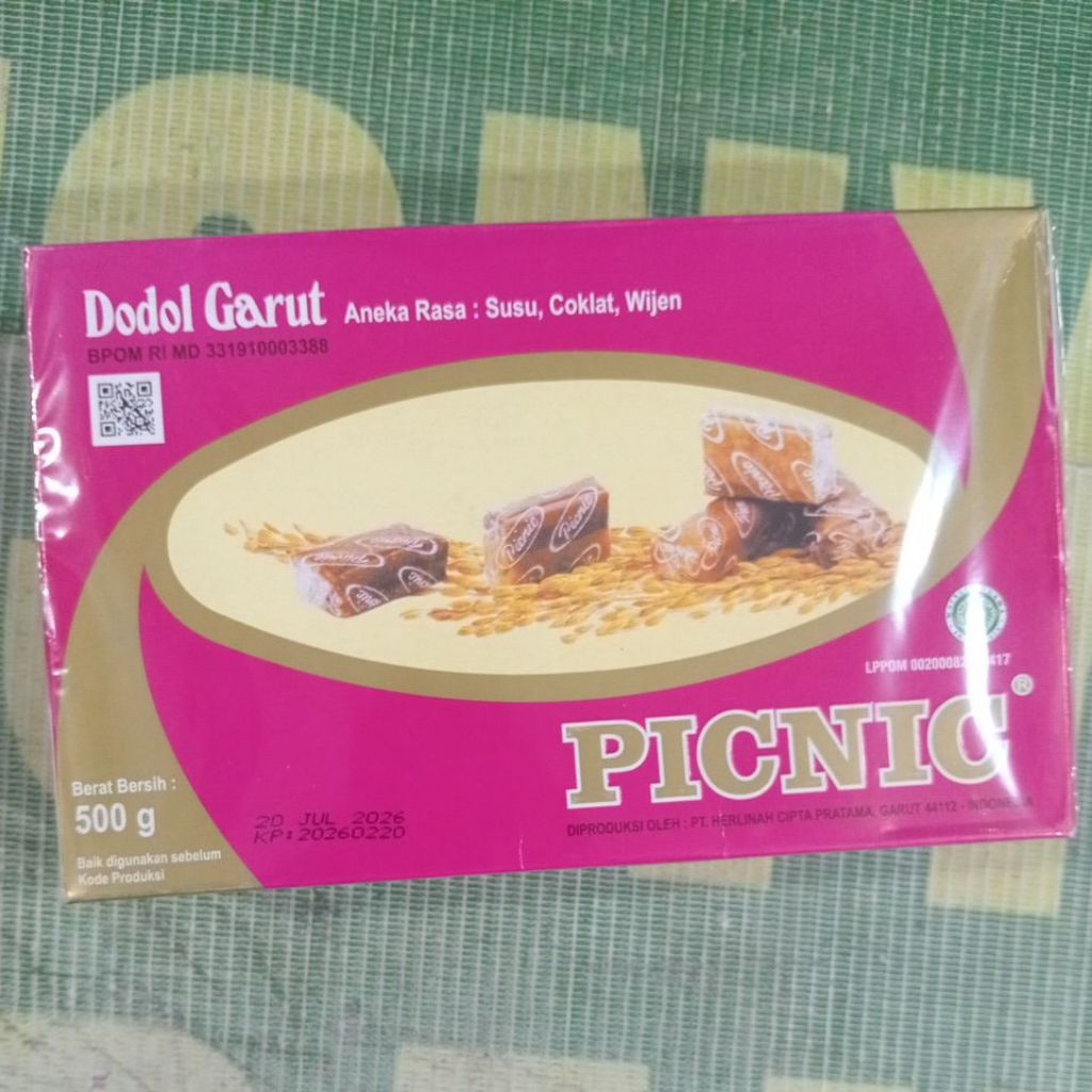 Dodol Garut Picnic 500 Gram - Snack Tradisional dengan Rasa Wijen, Coklat, dan Susu