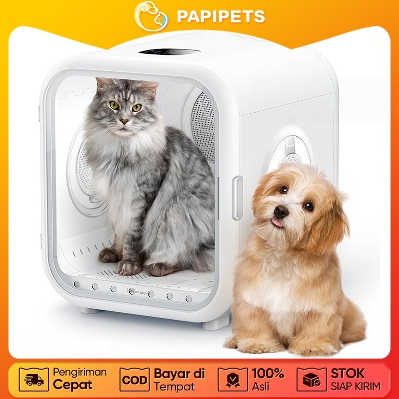 PAPIPETS Hair Dryer Kucing Otomatis Kabinet Pengering Bulu Kucing Anjing Pet Dryer Box