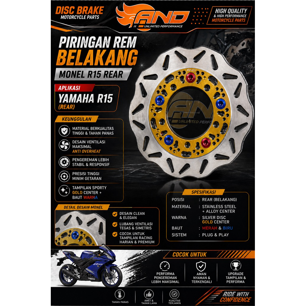 PIRINGAN BELAKANG R15 V2 - XABRE CAKRAM BELAKANG R15 OLD V2 & XABRE