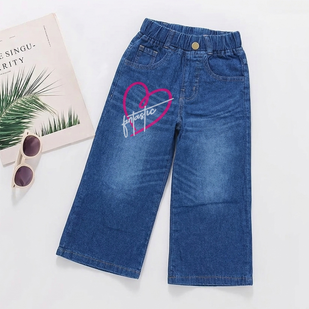 Celana Skena Jeans Anak Perempuan Pinggang Karet Fashion Korea Celana Kulot Anak Cewek Usia 1 2 3 4 