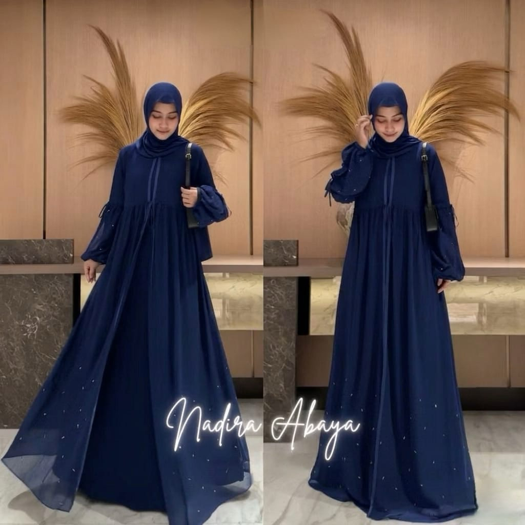 NADIRA ABAYA - Gamis Abaya Ceruty Babydoll Premium - Gamis Abaya Swaroski - Abaya Motif - Abaya Turk