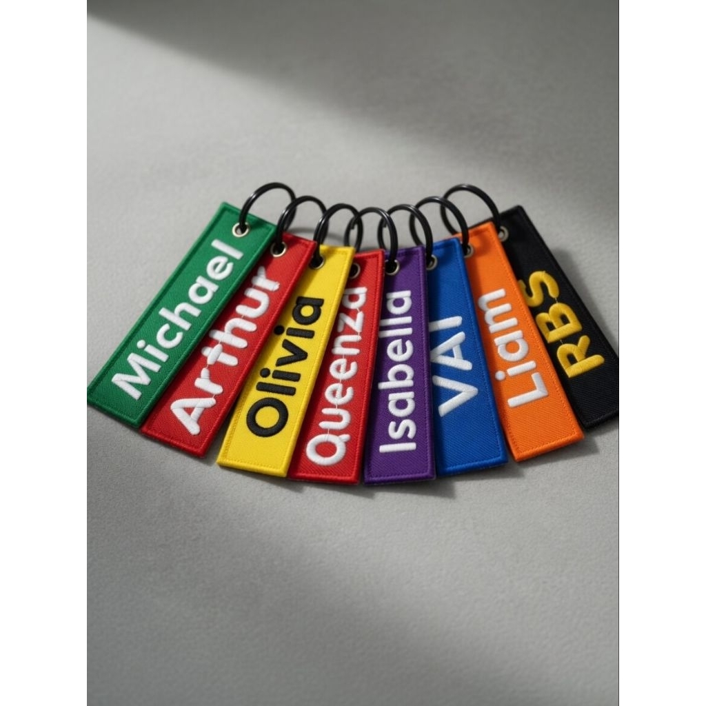KEYCHAIN/BAGTAG CUSTOM BORDIR NAMA 2 SISI