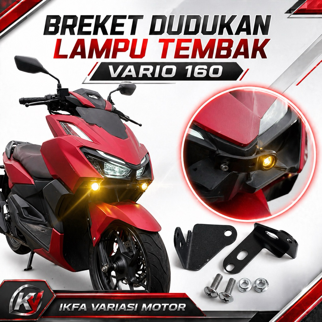Breket Dudukan Lampu Tembak D2 Laser Vario 160 ABS CBS - Dudukan Lampu Tembak V2