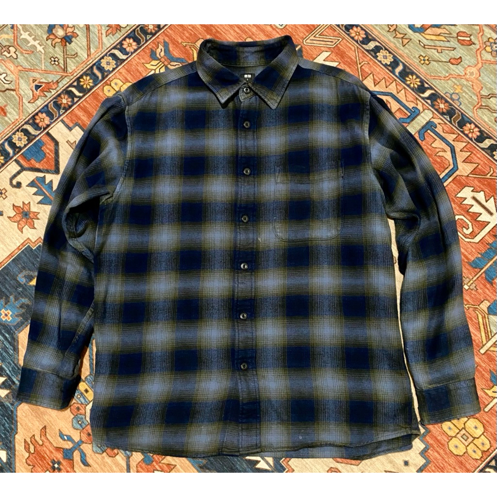 Flannel Uniqlo Veterano Blue Navy ( L )