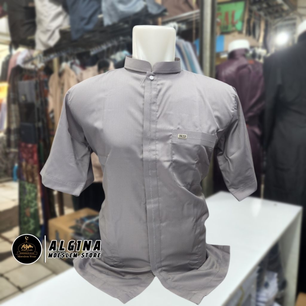 Koko Al Wafa Warna Lengan Pendek Kancing Thailand | Baju Muslim Warna Lengan Pendek Al Wafa Premium 