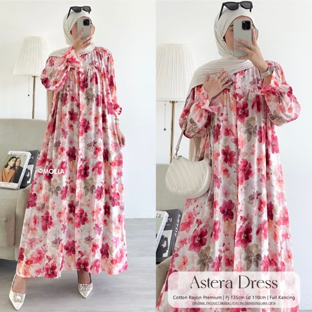 Dress Motif by Moela - dress cotton rayon premium - gamis wanita model terbaru kekinian - dress baju