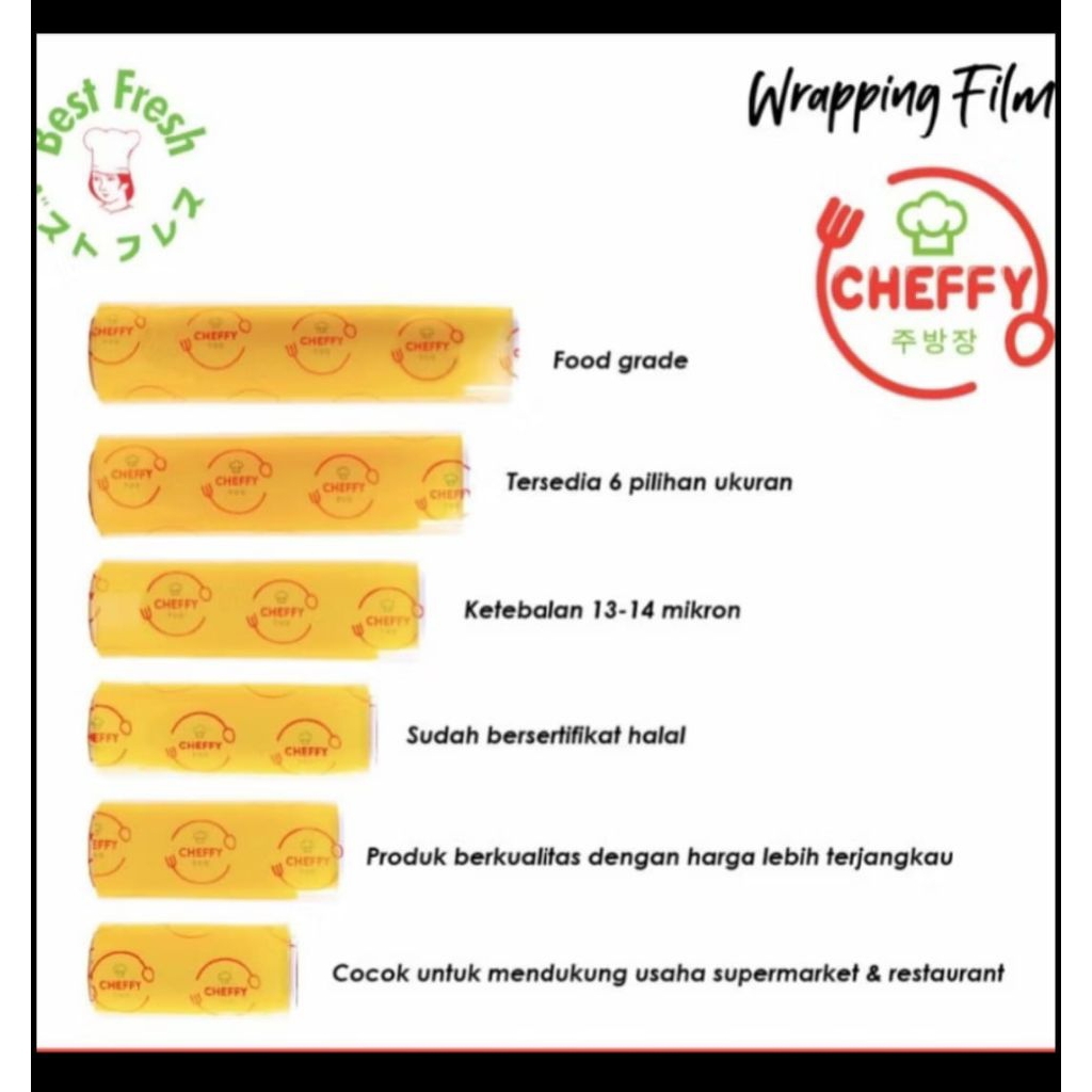 Plastik Film Wrapping Bening Cheffy Roll 60cm x 500m