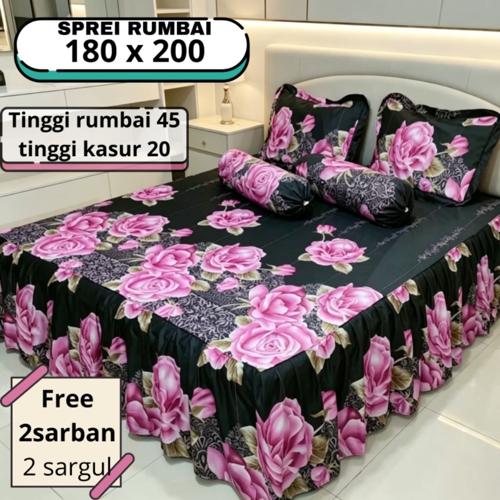 Sprei Rumbai Premium Tersedia Ukuran 180 x200 jumbo 200x200 Bahan Adem Alus Tidak Luntur