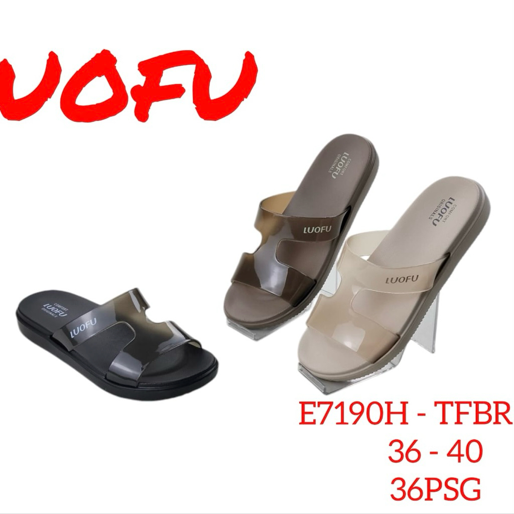 LUOFU sandal selop luofu wanita sandal teplek karet transparan (E-7190)