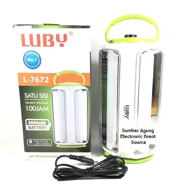 Luby L7672 Nyala 100Jam 6000mAh Bisa Cas HP 72SMD LED 7672