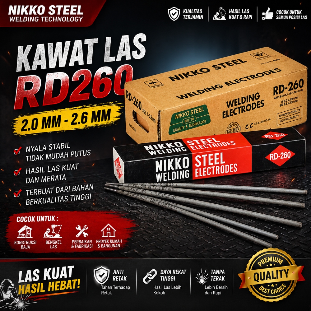 NIKKO STEEL Kawat Las RD260 RD-260 2.0mm X 300mm Isi 2Kg