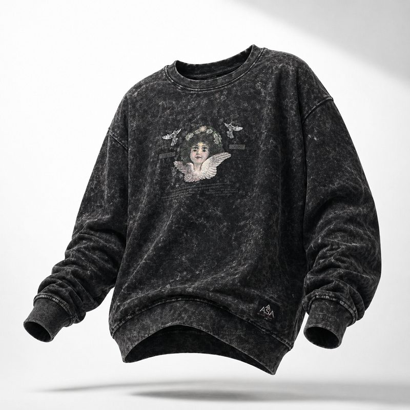 Nsa Ind  Crewneck Sweater Tie Dye Black Pria Wanita