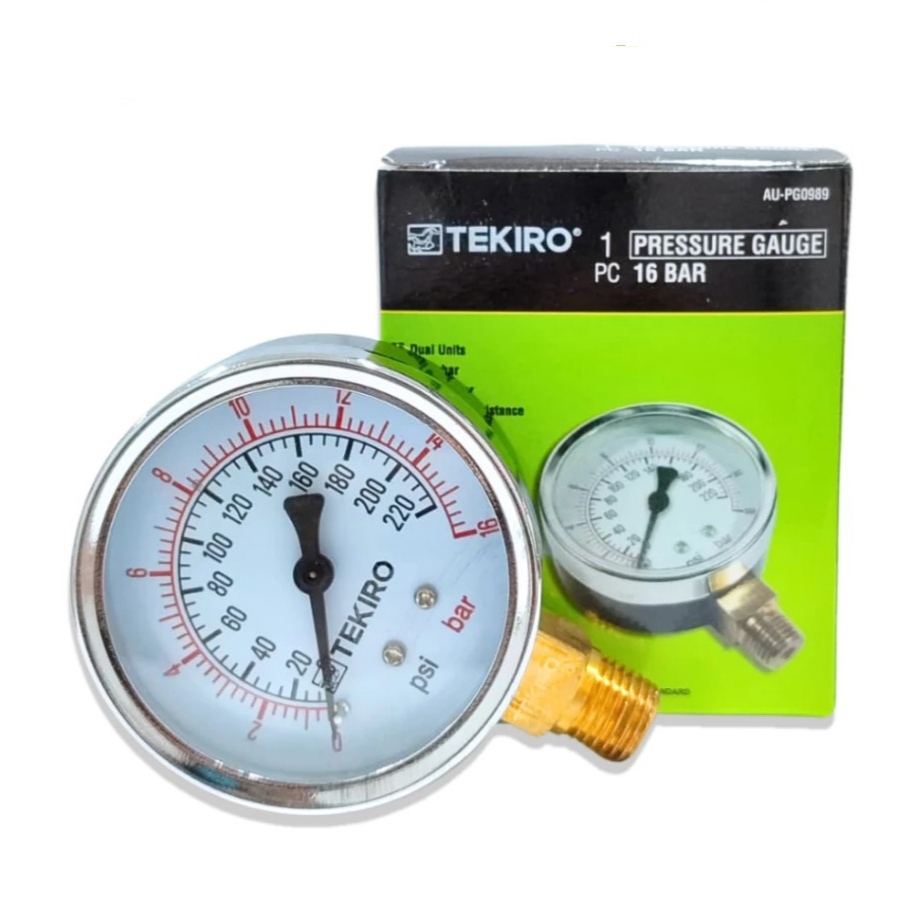 Pressure Gauge Tekiro / Alat ukur tekanan 2.5/4/6/10/16/25bar + Sertifikat Kalibrasi KAN
