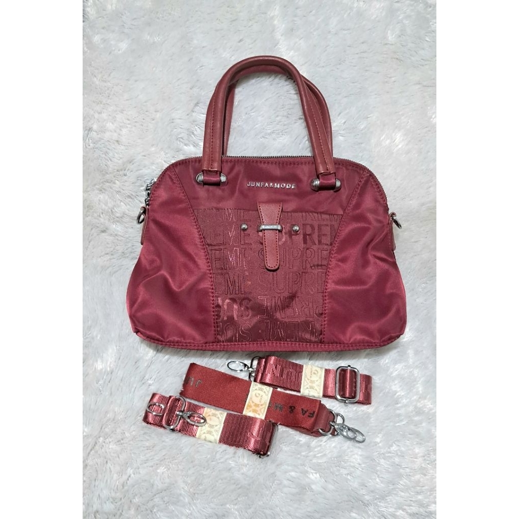 NEW, Tas 3in1 original Junfa maron(ransel,tenteng,selempang)handbag tas tangan wanita