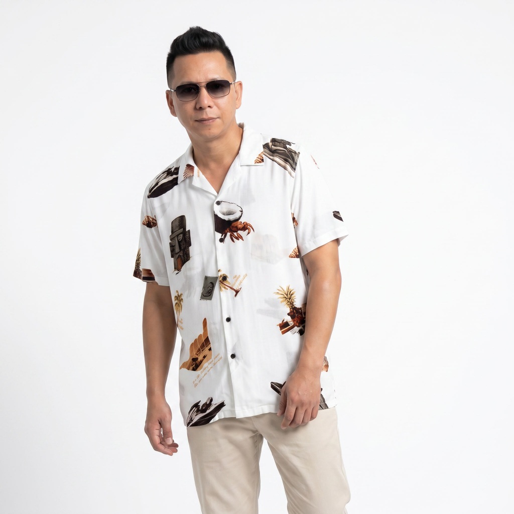 KEMEJA RAYON PREMIUM LENGAN PENDEK | MOTIF HAWAII, DAUN, POHON, BUNGA / VINTAGE KOREAN STYLE