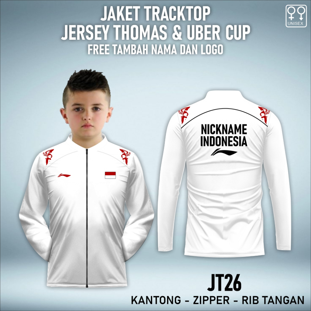 Jaket Jersey Thomas dan Uber cup 2026 free custom anak
