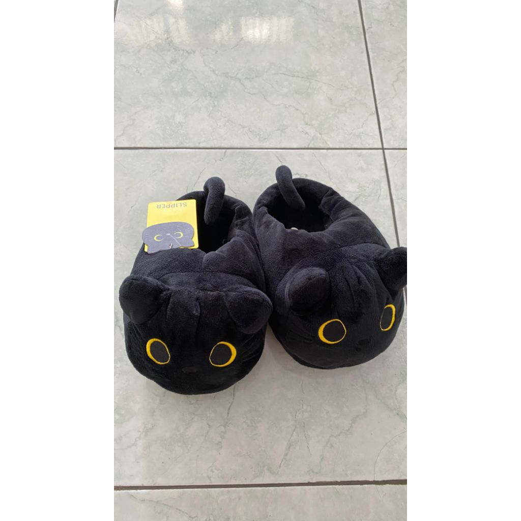 SENDAL RUMAH OO MEOW KITTEN BLACK MR.DIY TERMURAH