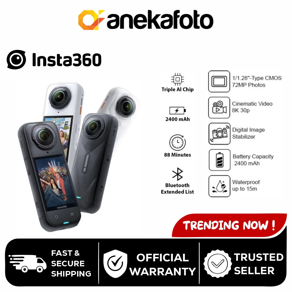 Insta360 X5 360 Action Camera 8K Standard Black White Essential Motorcycle Cycling Bundle Original G