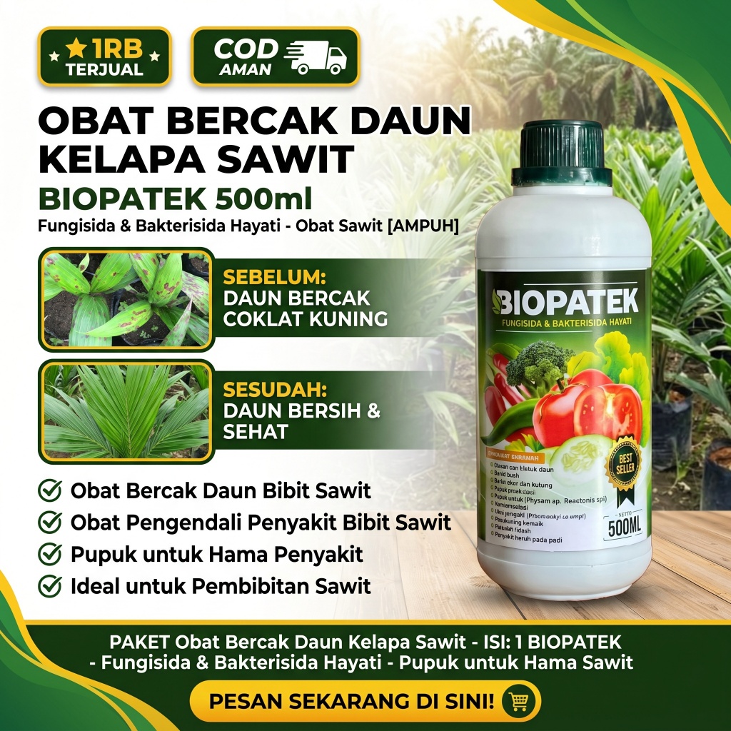 TERLARIS BIOPATEK 500ML Obat Sawit Fungisida Bakterisida Hayati Ampuh Atasi Bercak Daun Kelapa Sawit