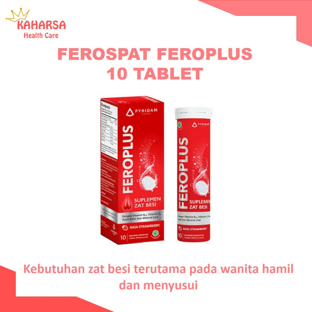 FEROSPAT FEROPLUS 10 TABLET EFFERVESCENT Vitamin Ibu Hamil dan Menyusui KEMASAN BARU
