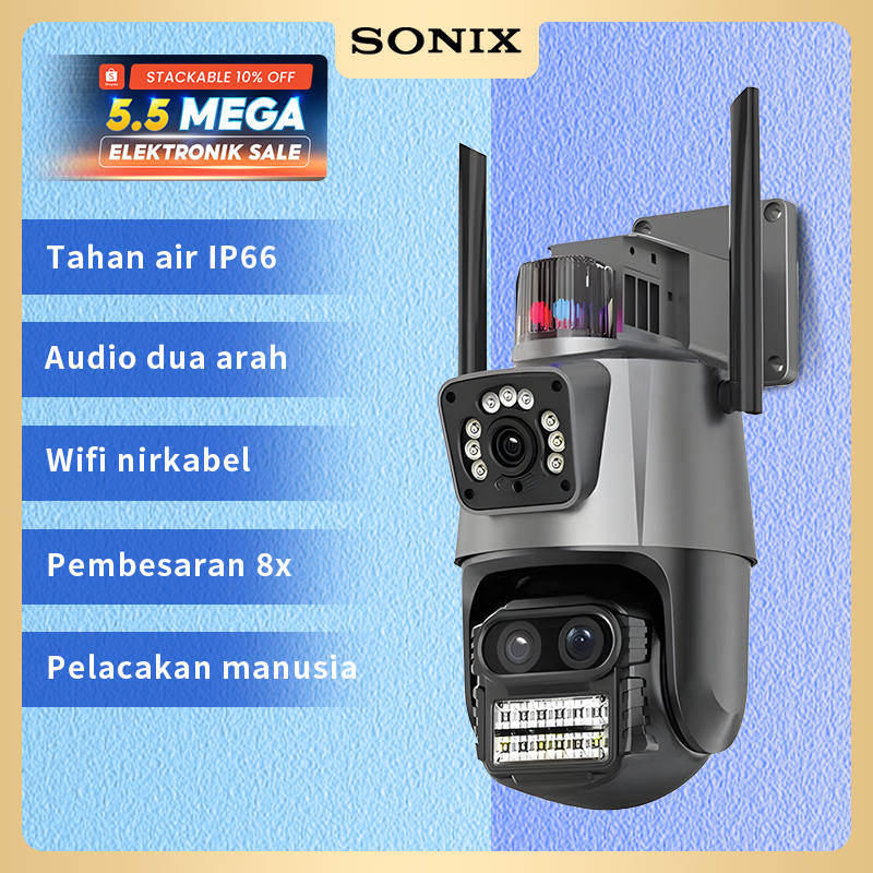 Sonix IP Camera SCM01 CCTV 8MP 4K Dual Lens Outdoor Kamera Wifi Outdoor Waterproof Auto Tracking 360