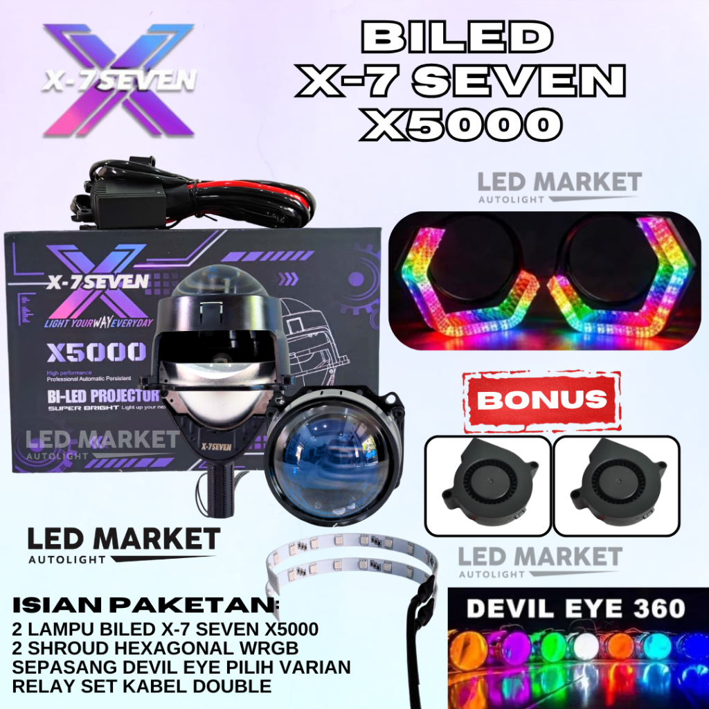 PAKET MURAH BILED PROJECTOR X-7 X7 SEVEN X7SEVEN X5000 X-5000 2.5 INCH