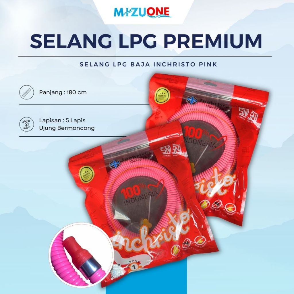 INCHRISTO SELANG BAJA  PREMIUM | SELANG BAJA PINK MERAH MUDA | SELANG GAS LPG ANTI RETAK