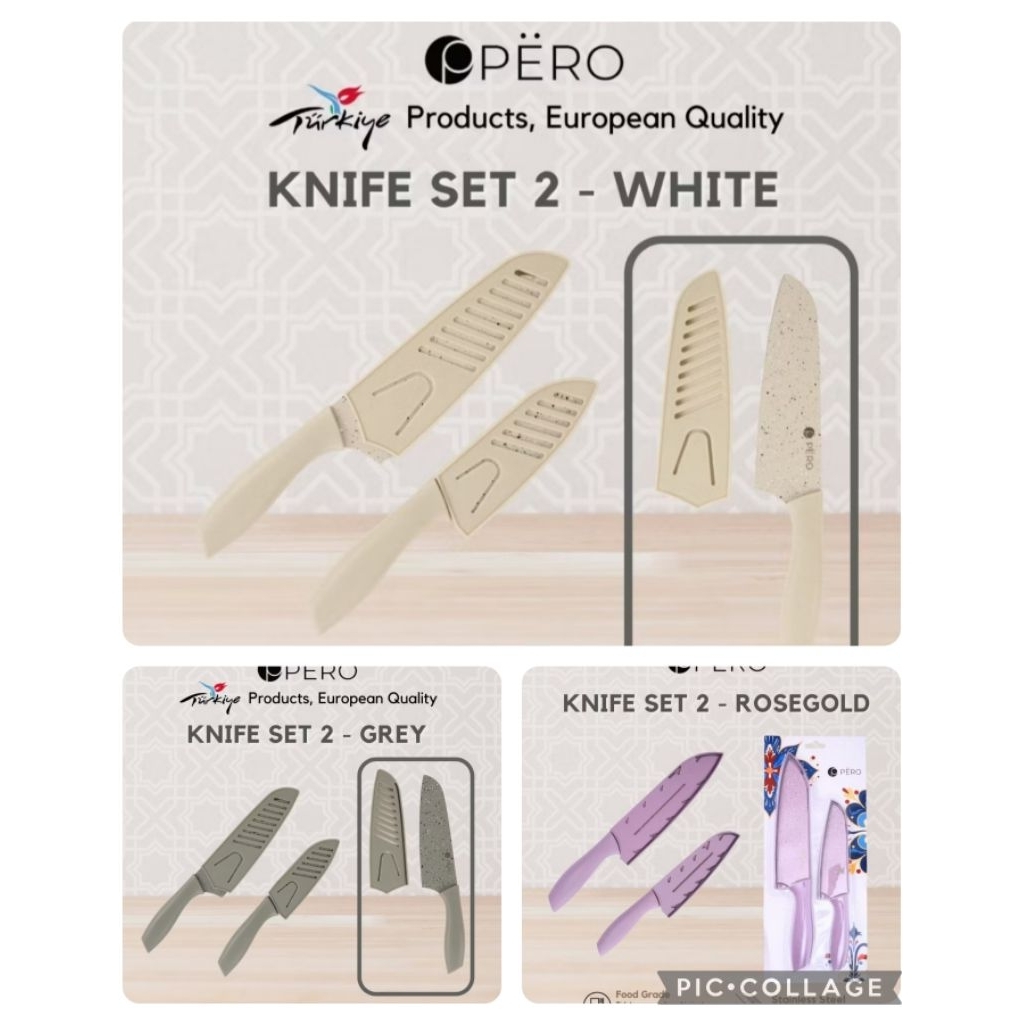 Pero Granite Knife Set of 2 Super Sharp / Set Pisau Dapur 2pcs