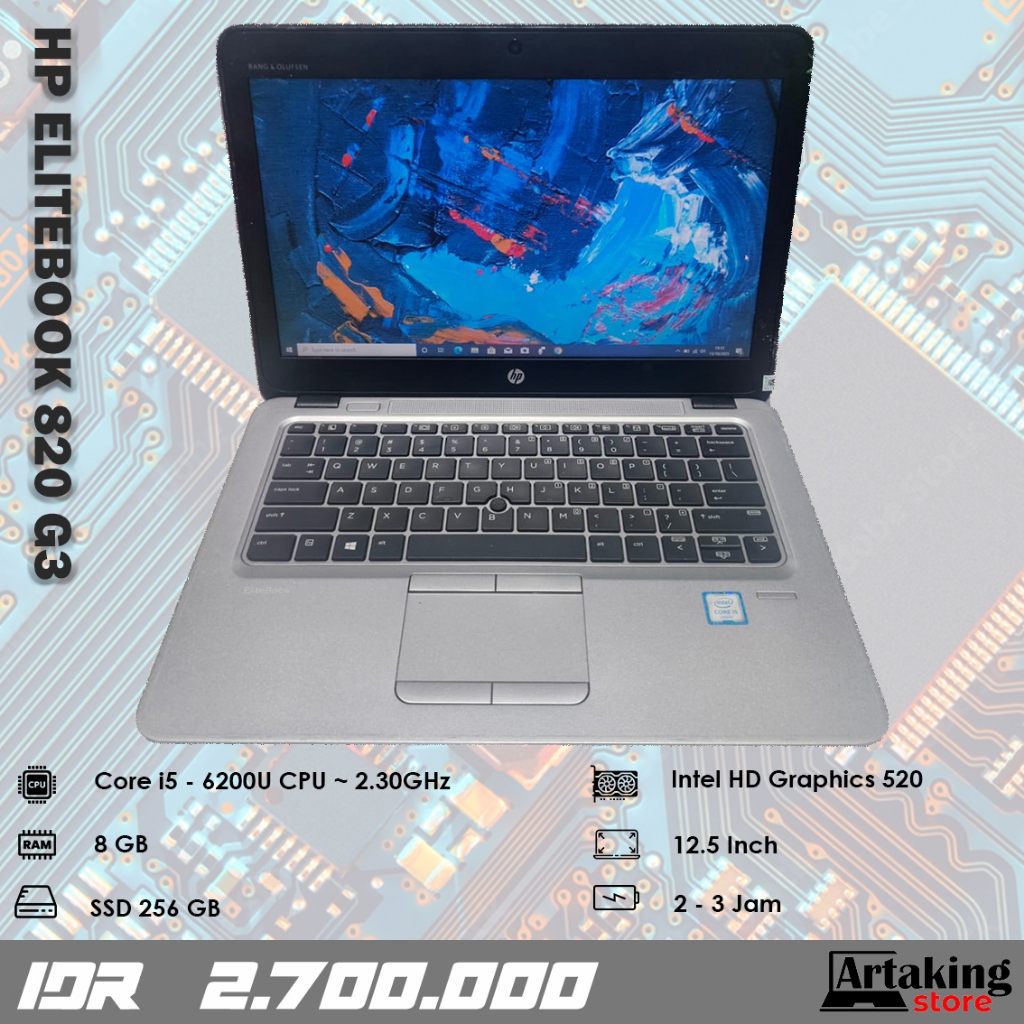 Hp EliteBook 820 G3 - Core i5 - Gen 6 th - Ram 8 GB - SSD 256 GB