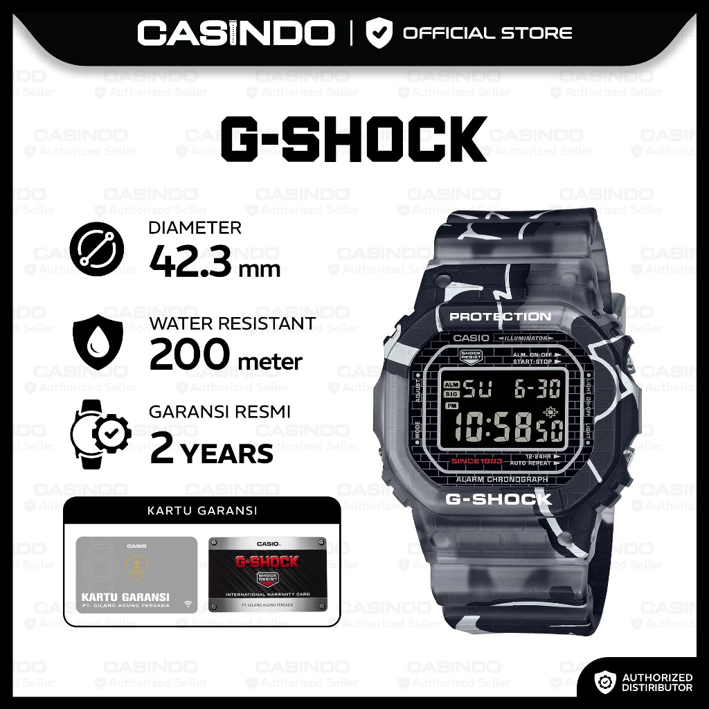 G-Shock Jam Tangan Pria DW-5000SS-1DR Original Digital Black