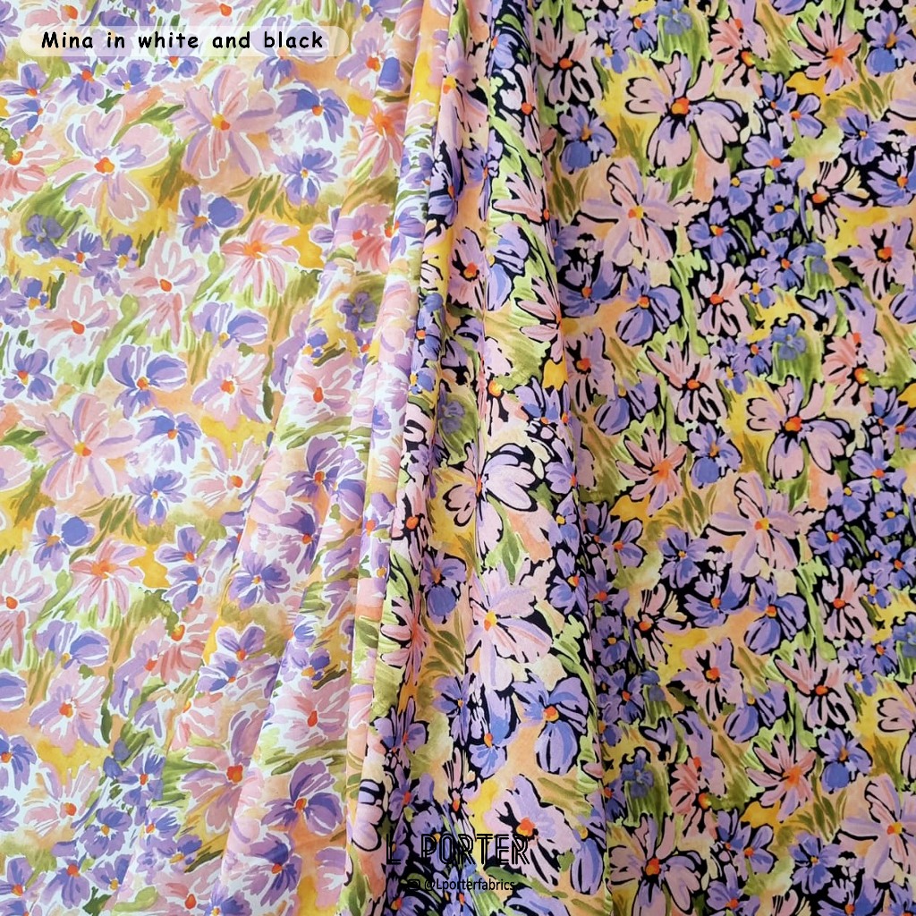 Kain katun print motif bunga I kain print I kain motif I kain bunga I kain baju