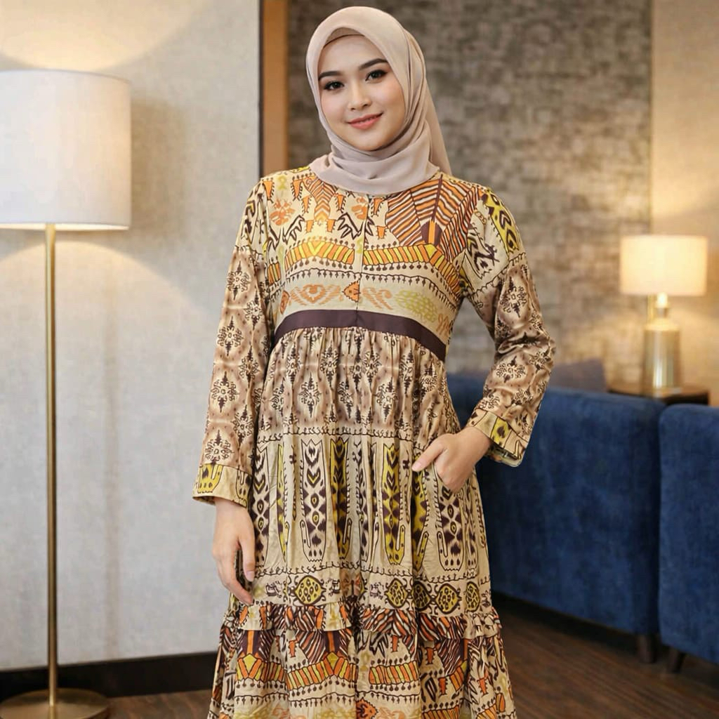YOUKEN.SHOP - Tunik Undak/Rempel Resleting Depan Busui Friendly / Denim Calvin Jeans