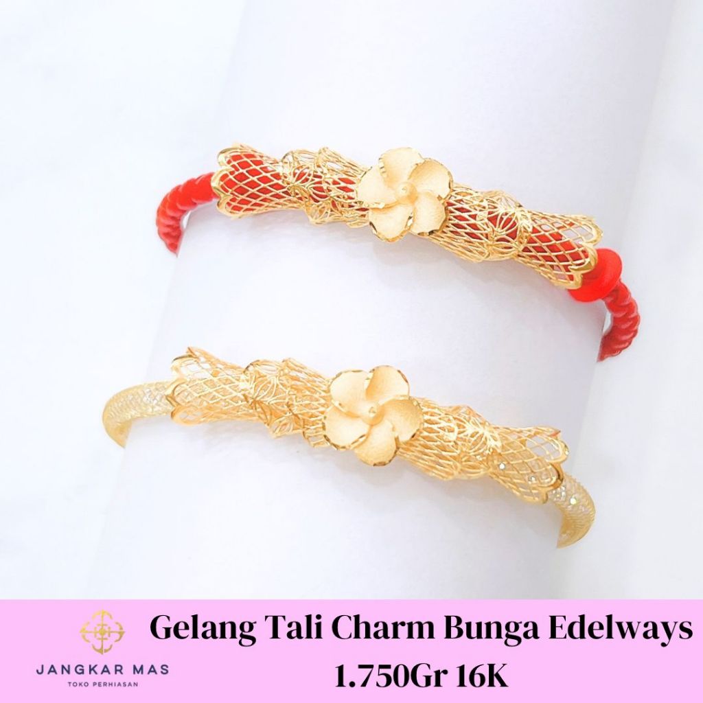 GELANG TALI CHARM EMAS BUNGA EDELWAYS KRAWANGAN 16K 1.750GR