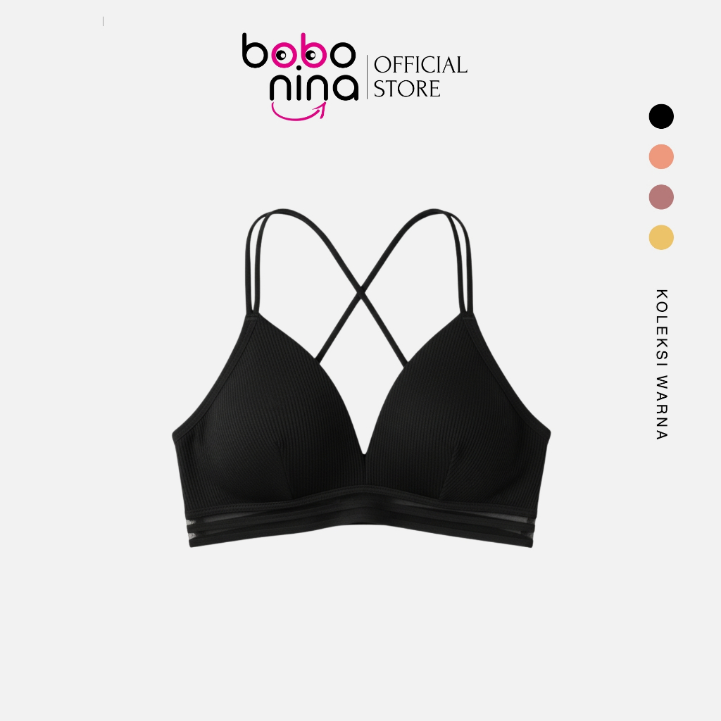 Ninabobo BR081 Bikini Bra Wanita BH Busa Tali Simpul Seamless Super Ringan Tanpa Kawat Tali Silang
