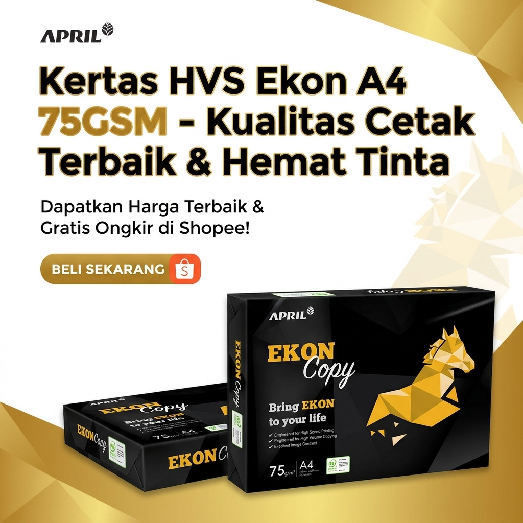 1 RIM EKON KERTAS HVS A4 75GSM / 1RIM 500LEMBAR
