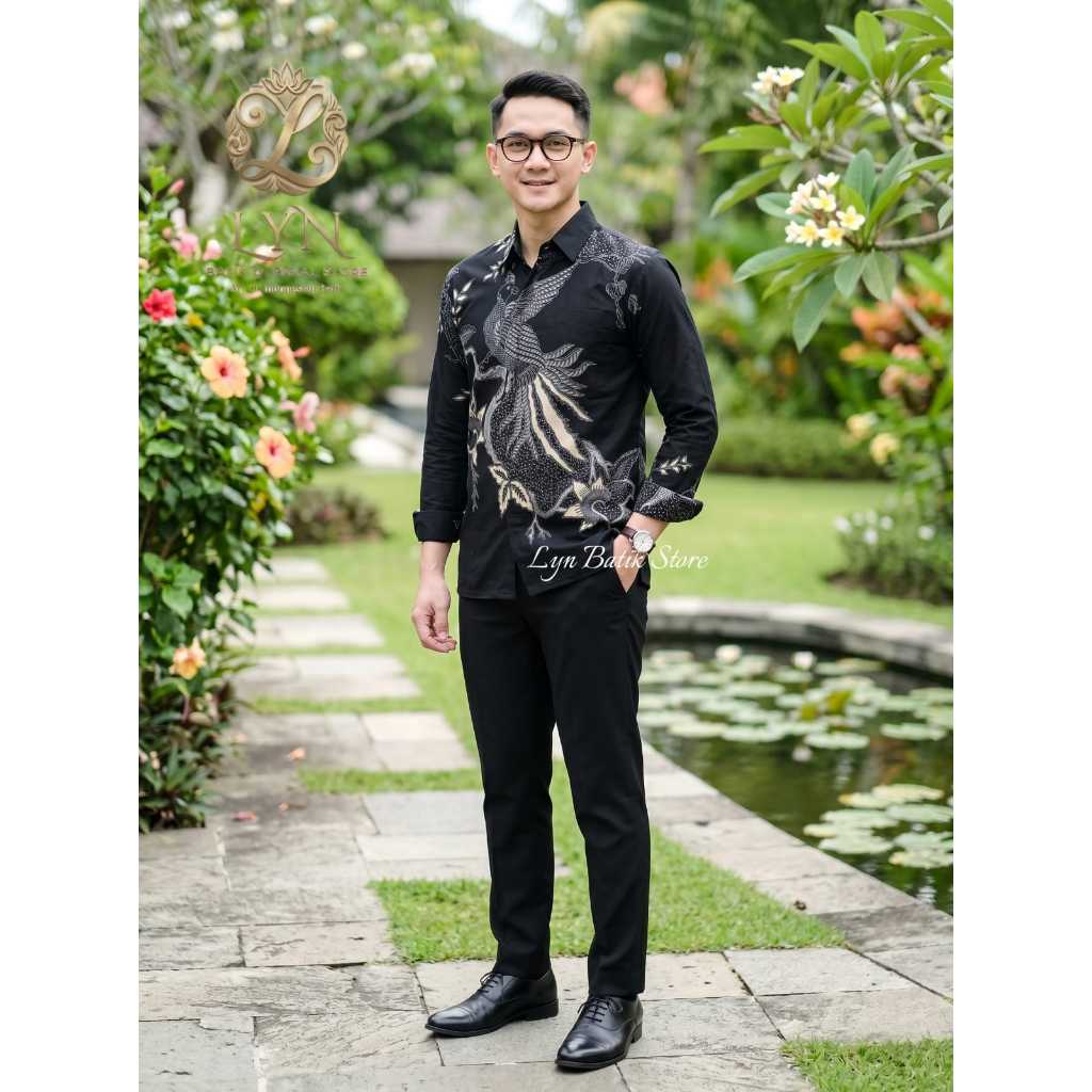 ROMO PEKSI BLACK Kemeja Batik Lapis Furing Kemeja Batik Pria Lengan Panjang Kemeja Batik SLIMFIT War