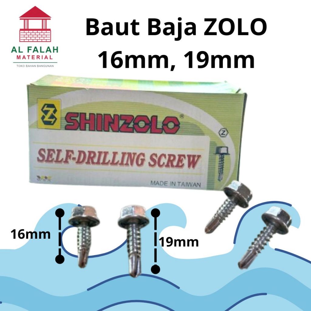 Baut Bajaringan 1.6cm , 1.9cm Baut Baja Ringan 8mm x  16 19 mm Per 20 50 100 Pcs