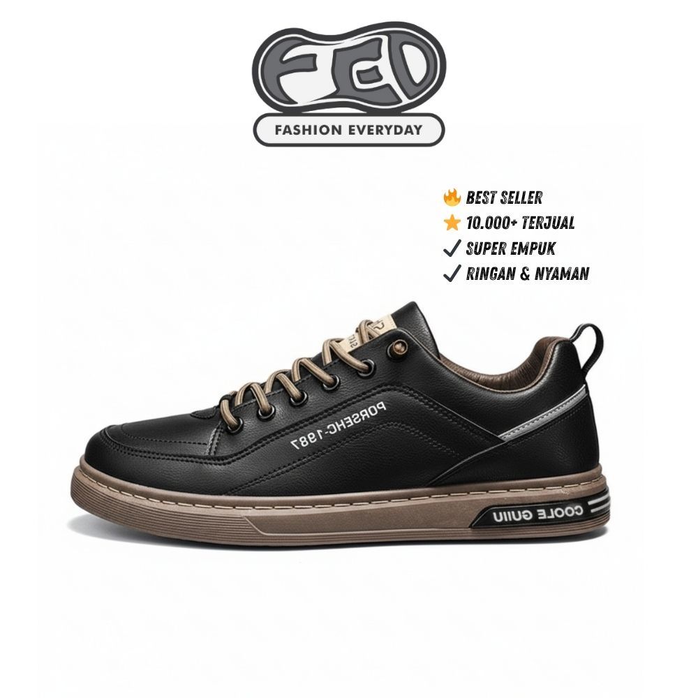 FED Sepatu Kets Sano Sneakers Kasual Hitam Pria Wanita Keren Slip on