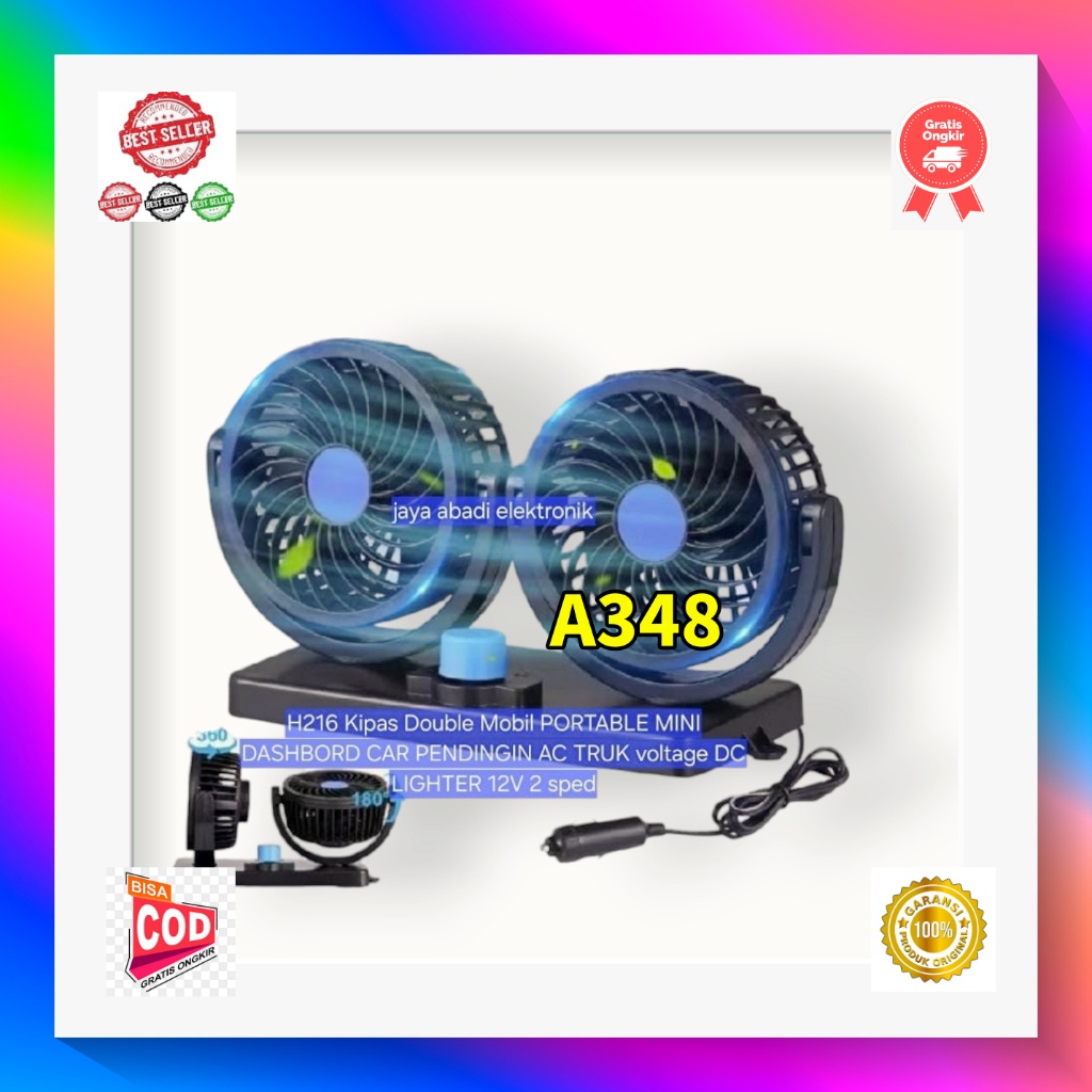 A348 CAR PENDINGIN AC TRUK voltage DC LIGHTER 12V dua hurricane diatur 2 sped H216 Kipas Double Mobi