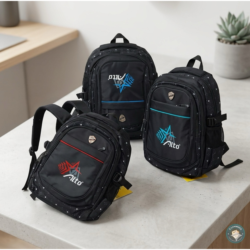 TAS ALTO KANVAS 16 INCHI 4 RUANG MURAH / BACKPACK ALTO RETRO / TAS PALO ALTO LIS MERAH SLOT LAPTOP K